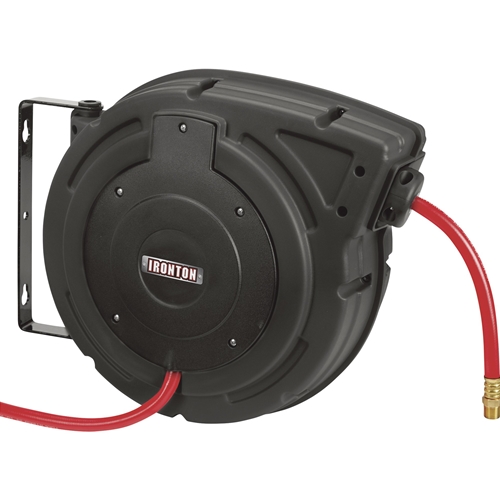 Ironton Compact Air Hose Reel with 3/8in. x 50ft. Hybrid Polymer Hose - 300 PSI