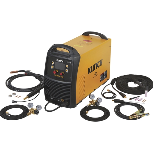 Klutch Inverter-Powered Multi-Process Welder with LCD - Inverter, MIG, Flux-Core, Stick and TIG, 230V & 15-250 Amp Output