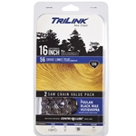 TriLink | Saw Chain | 16 In. | 56 DL | 3/8 In. LP | .050 In. | Semi-Chisel Reduced Kickback | 2 Pack