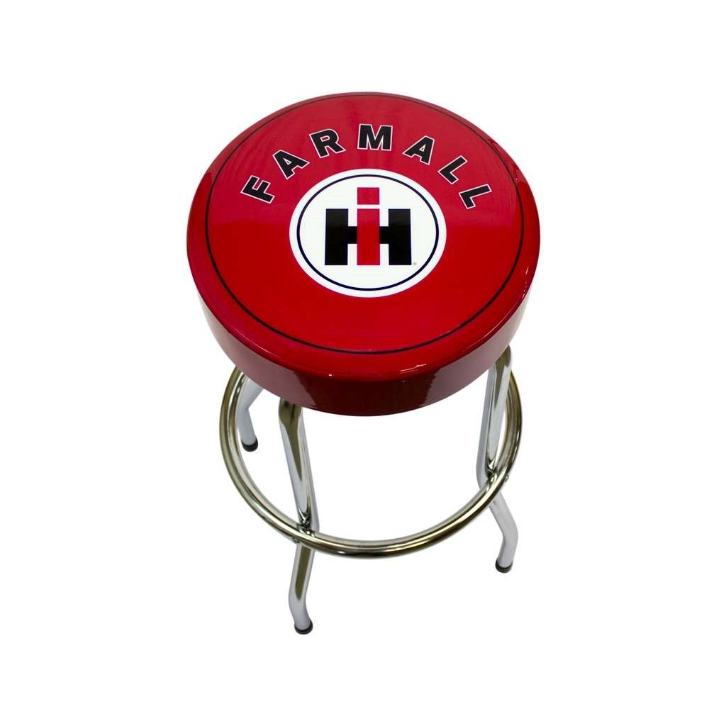Farmall Ih Logo Barstool Red Vinyl Famall Garage Stool Logo Shop Seats Logo Garage Stools Logo Man Cave Or Logo Bar Dcor Stool Tractorseatscom