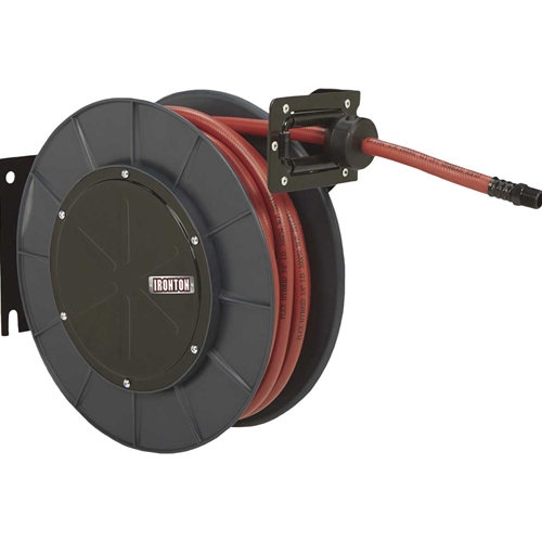 Ironton Auto Rewind Air Hose Reel - with 3/8in. x 50ft. Hybrid Polymer Hose, Max. 300 PSI