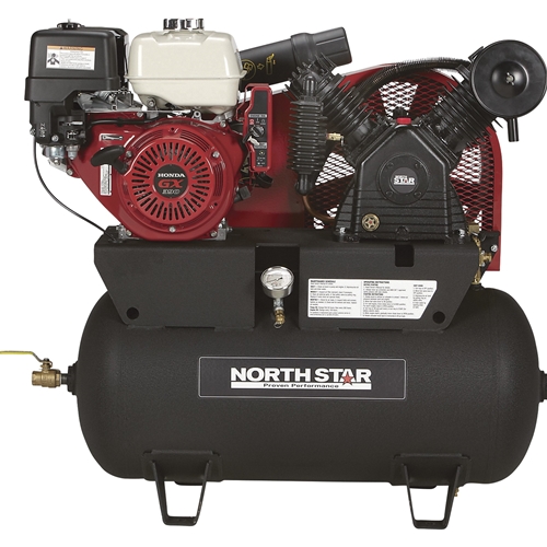 NorthStar Portable Gas-Powered Air Compressor - Honda GX390 OHV Engine, 30-Gallon Horizontal Tank & 24.4 CFM @ 90 PSI