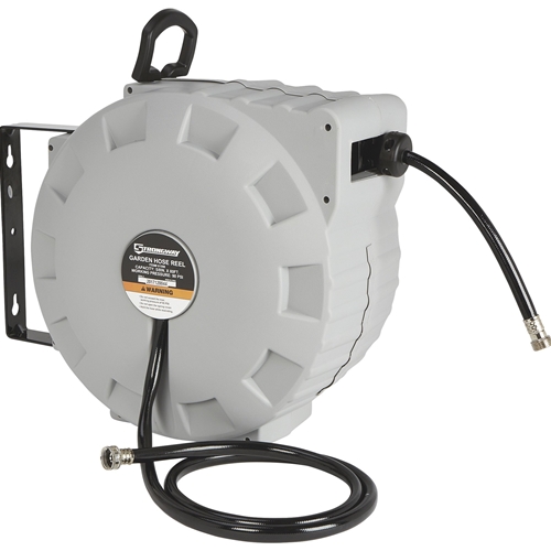 Strongway Retractable Garden Hose Reel with 5/8in Diameter x 80ft Hose -  Wall Mount