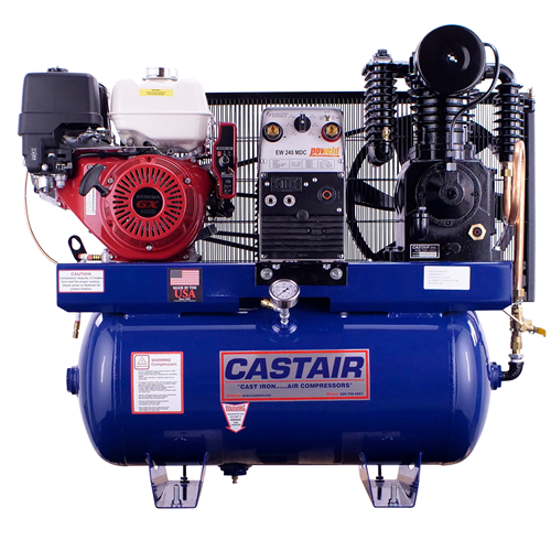 CASTAIR Compressor/Gen./Weld.| Industrial Series | 30 Gal. Horiz. |GX390 |19.7cfm @175psi | 5000 w