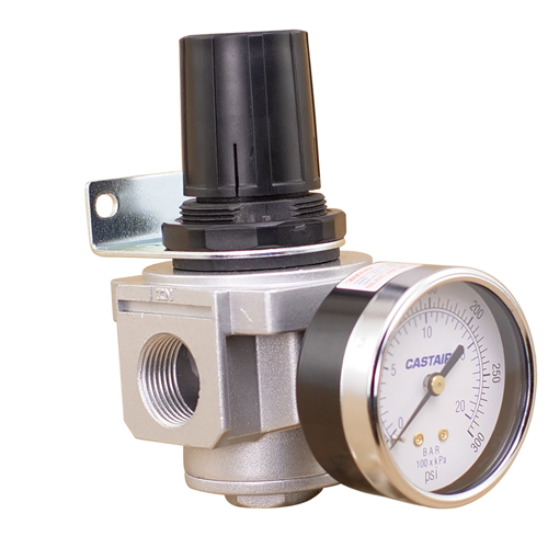 CASTAIR | Inline regulator with gauge | 1/2" NPT