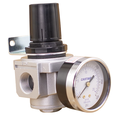 CASTAIR | Inline regulator with gauge | 3/4" NPT