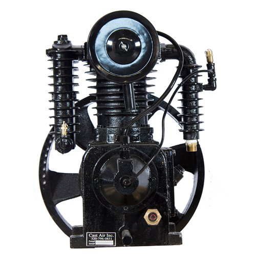 CASTAIR | 5-7.5 HP 2-stage recip. comp. pump w/  oil | inline 2-cylinder | flywheel o.d 16.875"