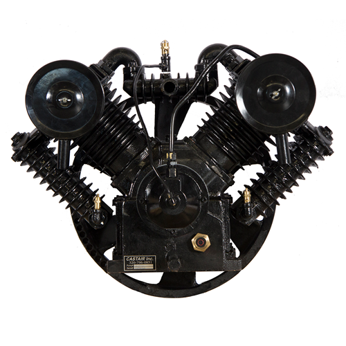 CASTAIR | 7.5-10 HP 2-stage recip. Comp. pump w/ oil | V-style  4-cylinder | flywheel O.D. 19.0"