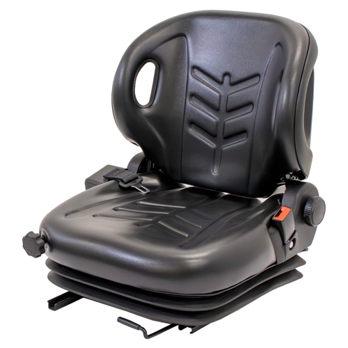 Uni Pro 57 Forklift Seat With Suspension | Black Vinyl | Orange Seatbelt